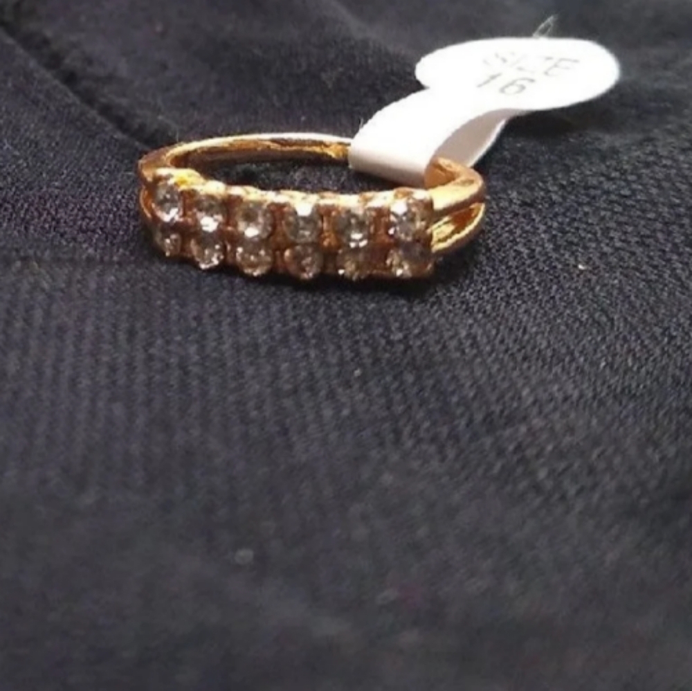 New Rose Gold Plated Double Row Ring, Size 5 1/2